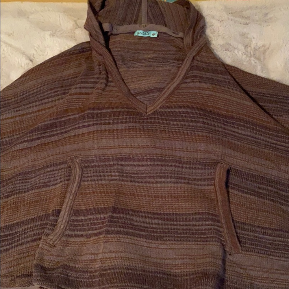 GODDIS brown pullover poncho sweater